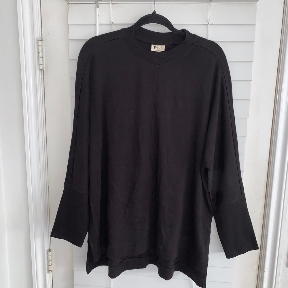 Pact Womens Black 100% Organic Cotton Oversized Crew Neck Sweatshirt Size M/L